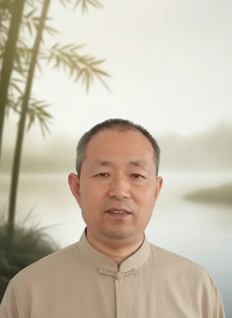 Portrait of Zhanming, founder of GeniusHub Education, an experienced lay Buddhist practitioner
